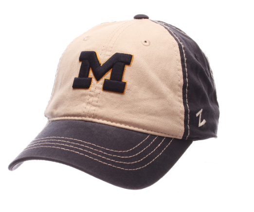 ZHATS NCAA Michigan Wolverines Men's Sigma Relaxed Cap, Stone/Navy