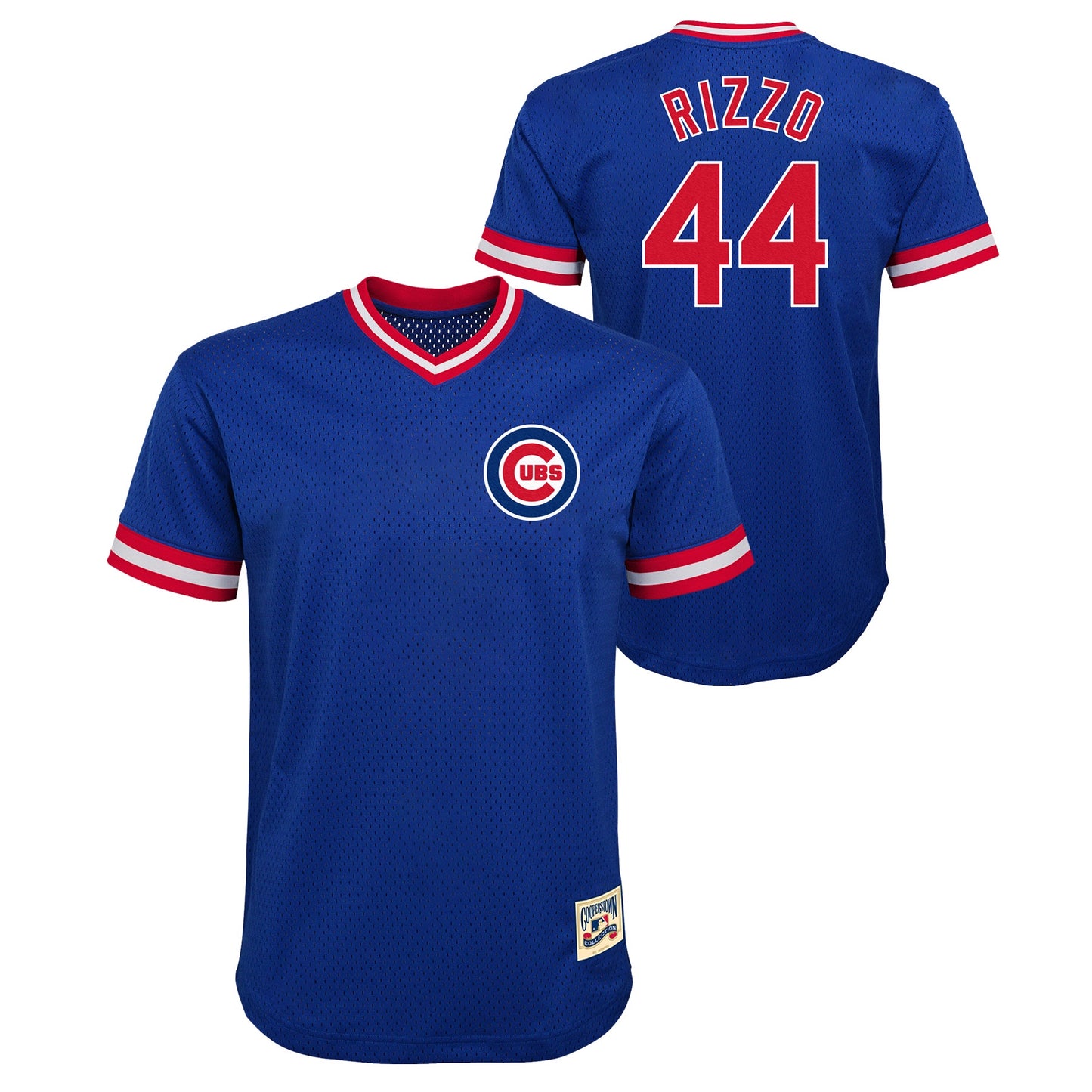 Youth Anthony Rizzo Chicago Cubs Cooperstown Cooperstown Collection Blue V-Neck Mesh Jersey