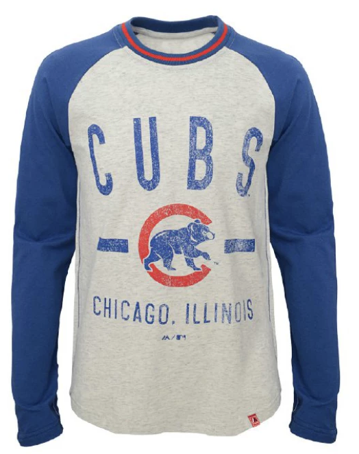 Youth Chicago Cubs Royal Majestic Long Sleeve Our Home Raglan T Shirt