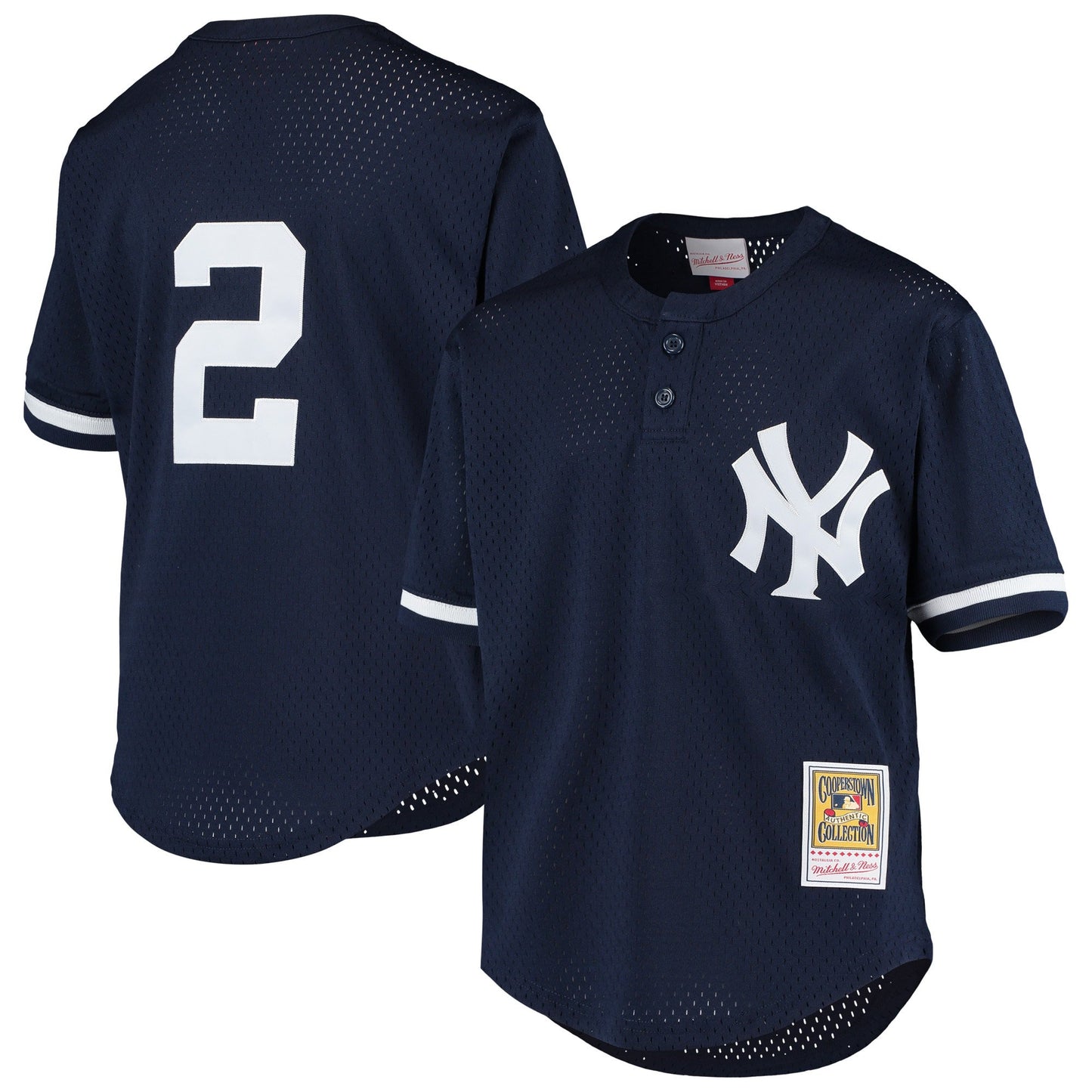 Youth New York Yankees Derek Jeter Mitchell & Ness Navy Cooperstown Collection Mesh Batting Practice Jersey
