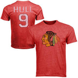Men's Chicago Blackhawks Adult Bobby Hull #9 Alumni Crewneck S/S Distressed Player T-Shirt - Pro Jersey Sports