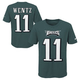 Youth Philadelphia Eagles Carson Wentz Nike Green Player Game Team Name & Number T-Shirt - Pro Jersey Sports
