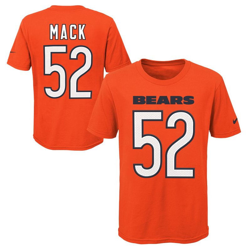 Youth Chicago Bears Khalil Mack Nike Orange Player Game Team Name & Number T-Shirt