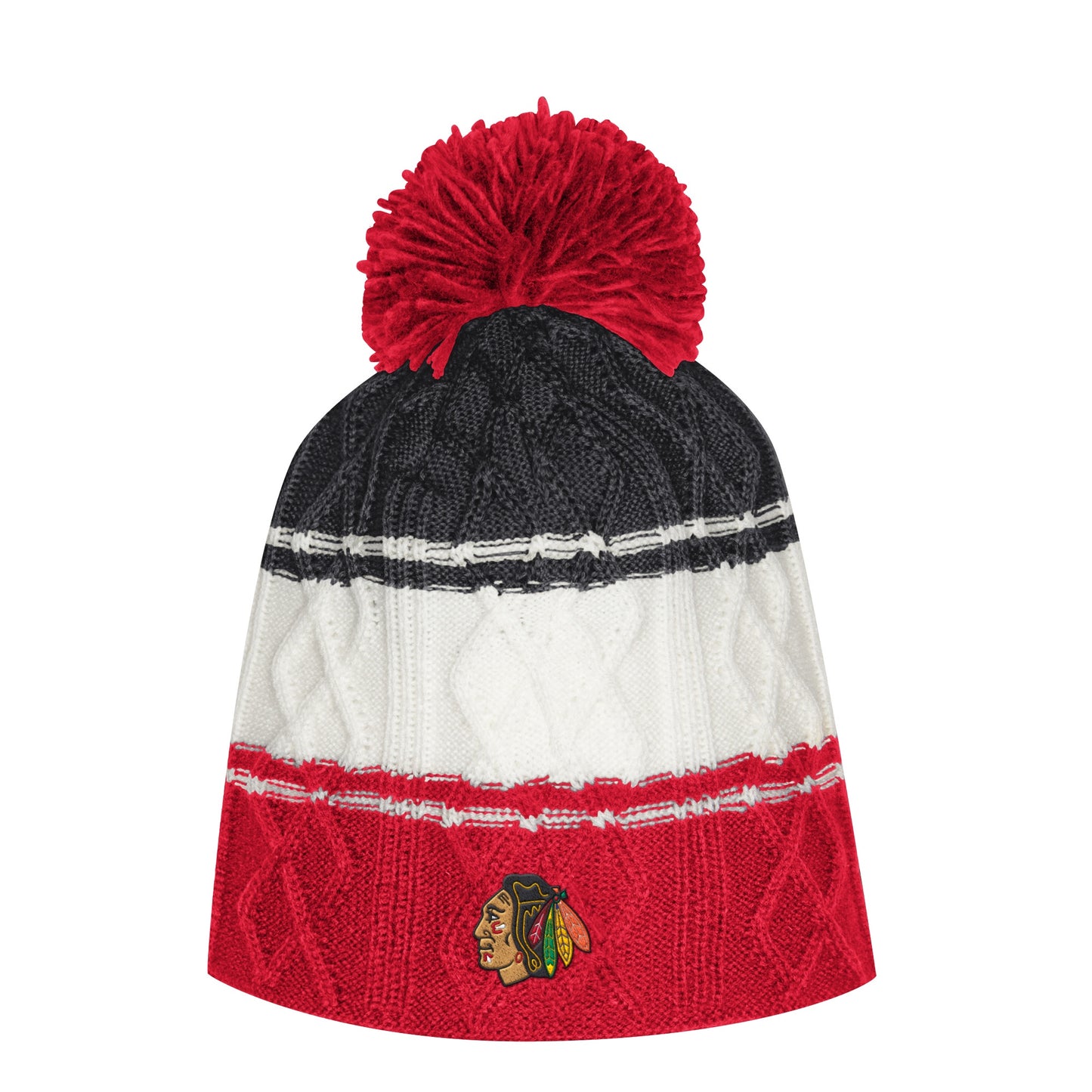 Adidas Chicago Blackhawks Authentic Womens Collection Beanie Hat With Pom
