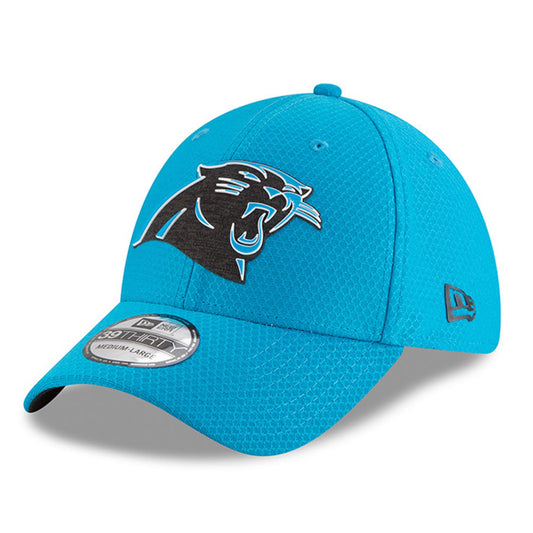 Mens New Era Carolina Panthers Blue 2018 NFL Training Camp Primary 39THIRTY Flex Hat