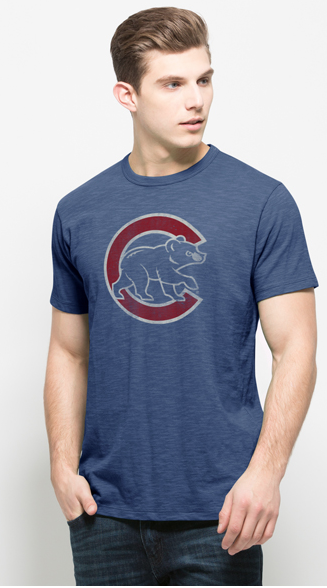 47 Brand Chicago Cubs Walking Bear MLB Men's Scrum Premium Blue T-Shirt