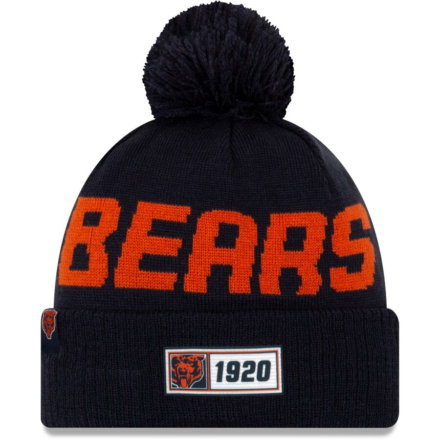 Chicago Bears New Era 2019 NFL Sideline Road Historic Logo Sport Knit Hat