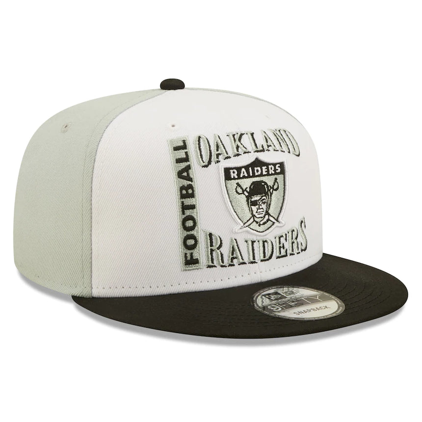 Oakland Raiders Historic Logo Retro Sport 3 Tone New Era 9FIFTY Snapback Hat - Pro Jersey Sports