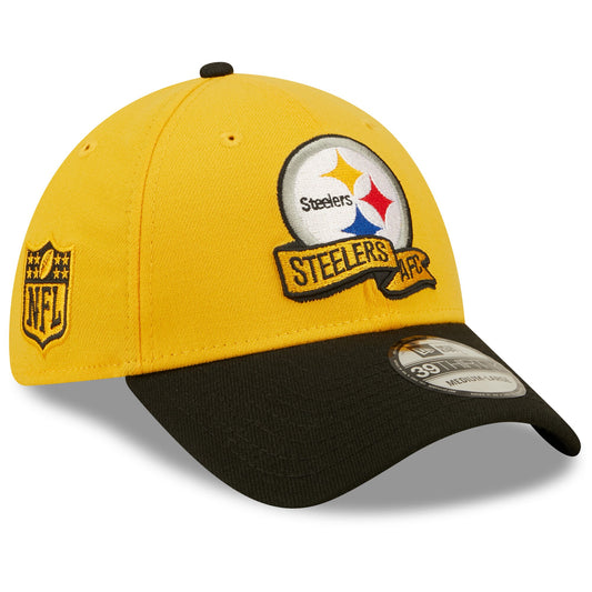 Men's Pittsburgh Steelers New Era Gold SEC 2022 Sideline 39THIRTY Flex Hat