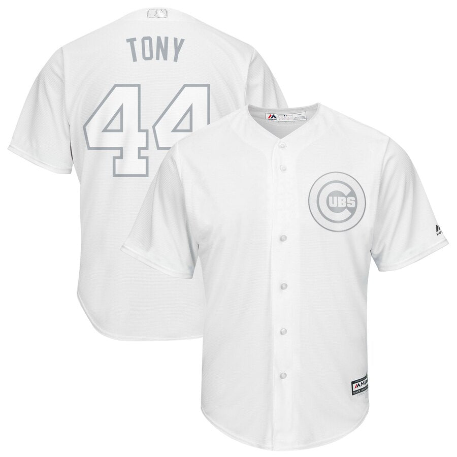 Men's Chicago Chicago Cubs Anthony Rizzo "TONY" Majestic White/Silver MLB19 Players Weekend Replica Jersey