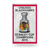Chicago Blackhawks 2015 Stanley Cup Champions 3' x 5' Vertical Banner Flag - Pro Jersey Sports
