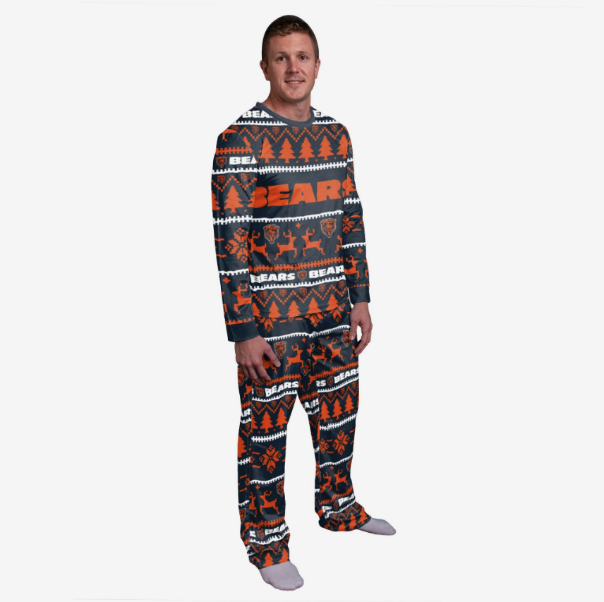 Men's Chicago Bears Wordmark Crewneck Pajama Set By FOCO