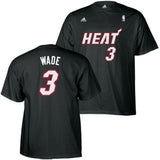 Mens NBA Miami Heat Dwyane Wade Black Name & Number T-Shirt - Pro Jersey Sports