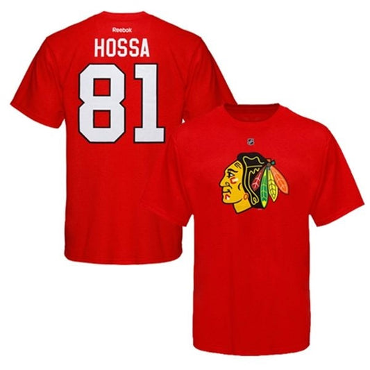 Men's Chicago Blackhawks Marian Hossa Name & Number T-Shirt,Red