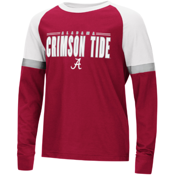 Alabama Crimson Tide Colosseum Youth Ollie Long Sleeve Raglan T-Shirt