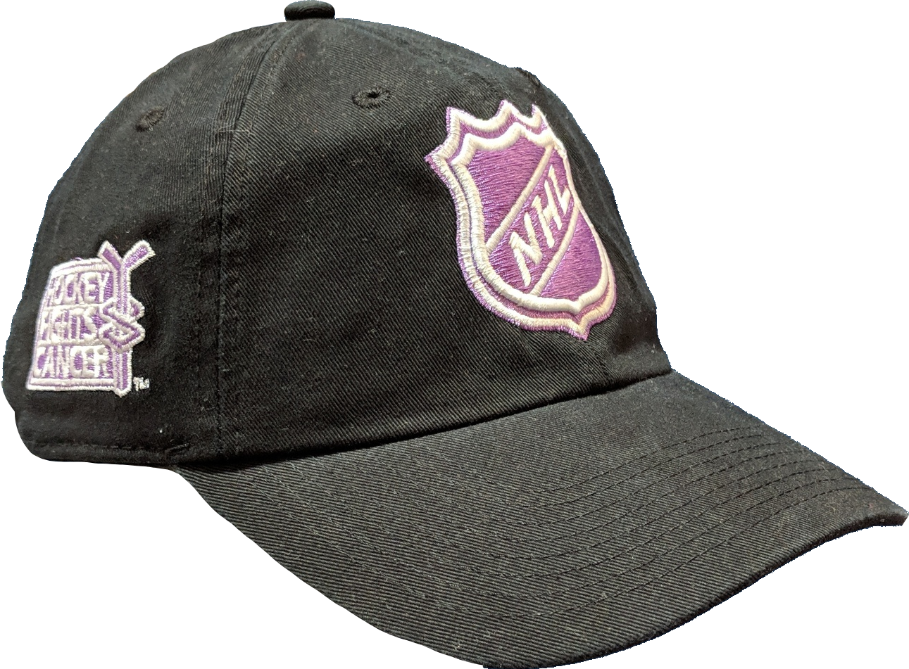 Men's NHL Shield Logo Fanatics Branded Black Hockey Fights Cancer Slider Adjustable Hat