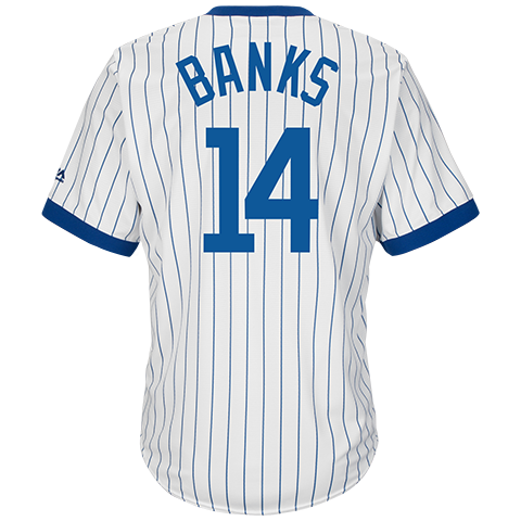 Men's Ernie Banks Chicago Cubs Home White Cooperstown Collection Cool Base Replica Jersey
