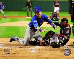 Ben Zobrist Chicago Cubs 2016 World Series Game 6 Home Plate Collision Photo