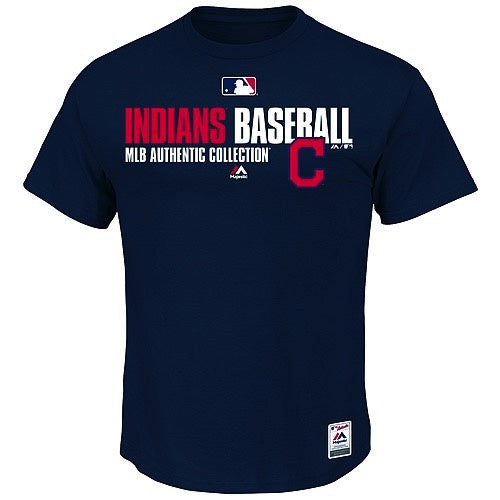 Men's MLB Cleveland Indians Navy Authentic Collection Team Favorite T-Shirt