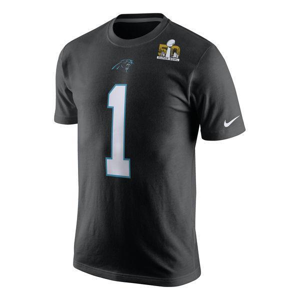 Carolina Panthers Mens Nike Cam Newton Name and Number SB50 T-Shirt - Pro Jersey Sports - 1