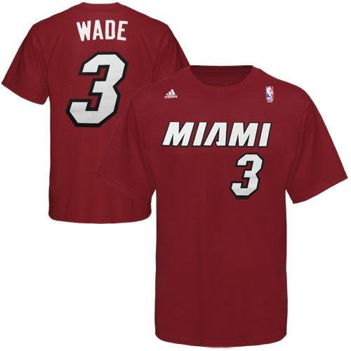 Mens Miami Heat Dwyane Wade adidas Red Net Number T-Shirt