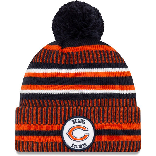 Chicago Bears New Era 2019 NFL Sideline Home Official Logo Sport Knit Hat - Navy/Orange