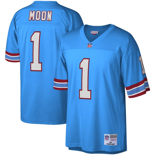 Men's Houston Oilers Warren Moon Mitchell & Ness Light Blue Legacy Replica Jersey - Pro Jersey Sports