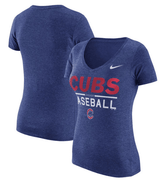 Women's Chicago Cubs Nike Heathered Royal Practice 1.7 Tri-Blend V-Neck T-Shirt - Pro Jersey Sports