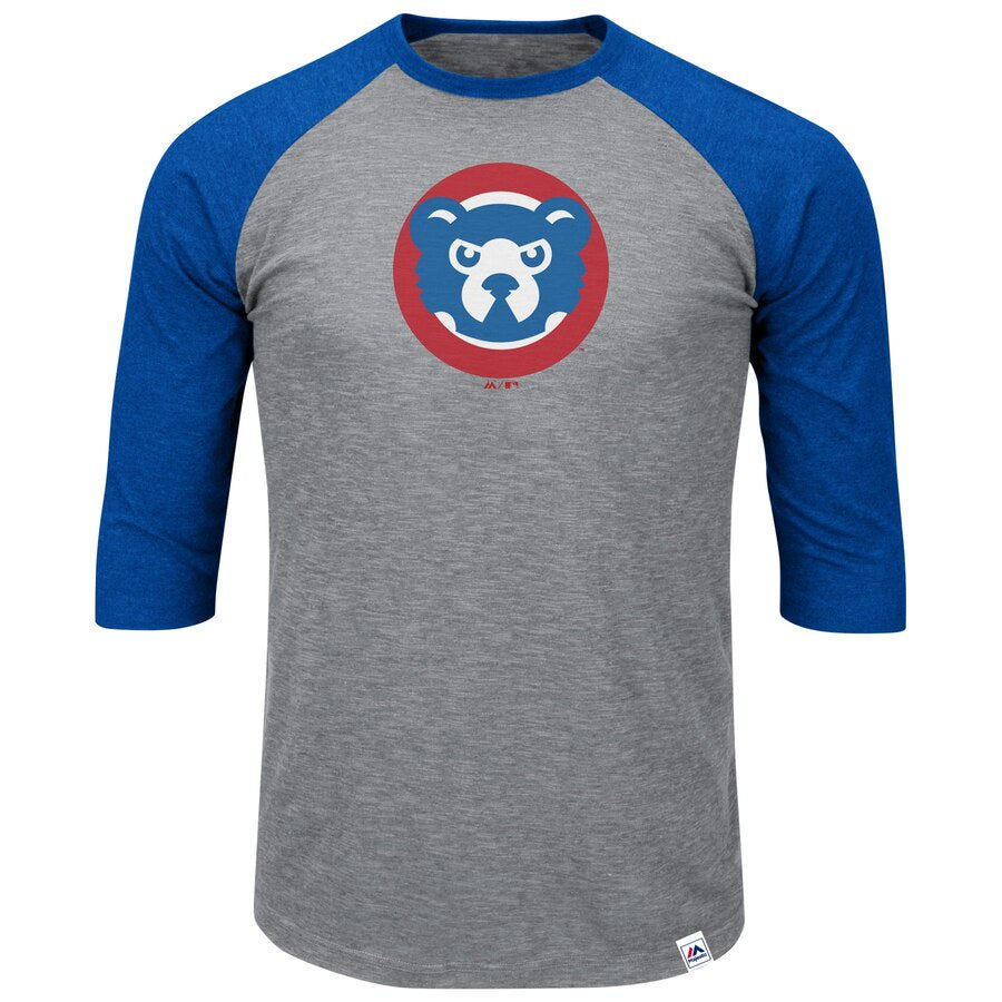 Men's Chicago Cubs Gray/Royal Two to One Margin 3/4-Sleeve Raglan T-Shirt