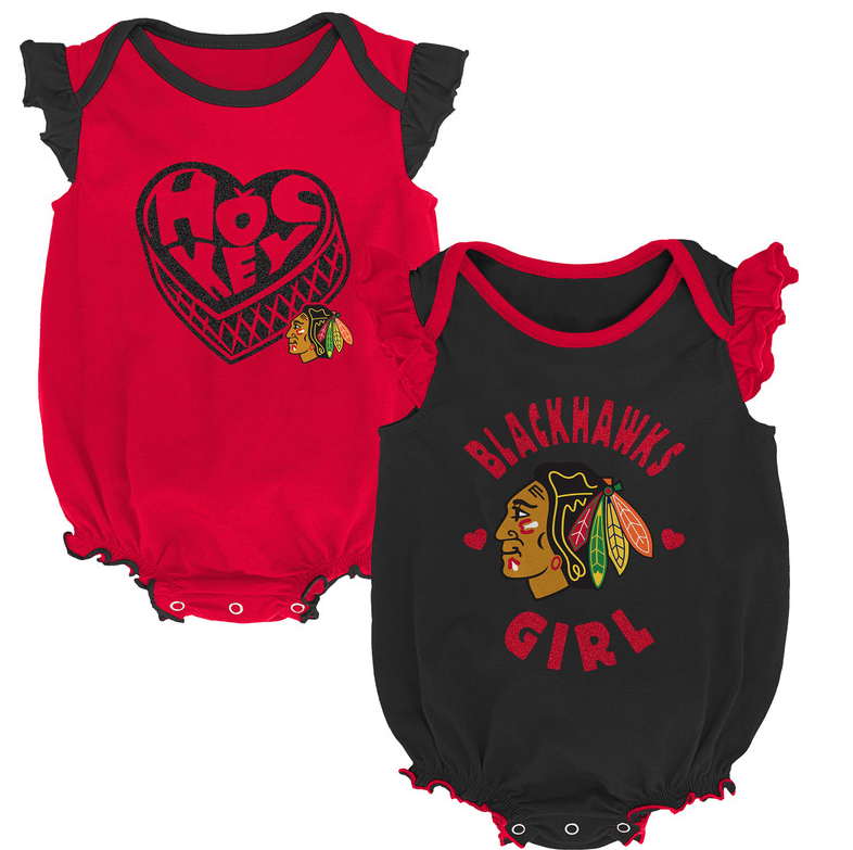 Newborn/Infant Girls Chicago Blackhawks Hockey Kids Short Sleeve Creeper 2-Pack