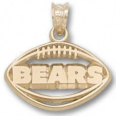 Chicago Bears Solid 10K Gold ''BEARS'' Pierced Football Pendant