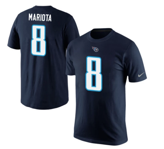 Youth Tennessee Titans Marcus Mariota Navy Nike Player Name & Number T-Shirt