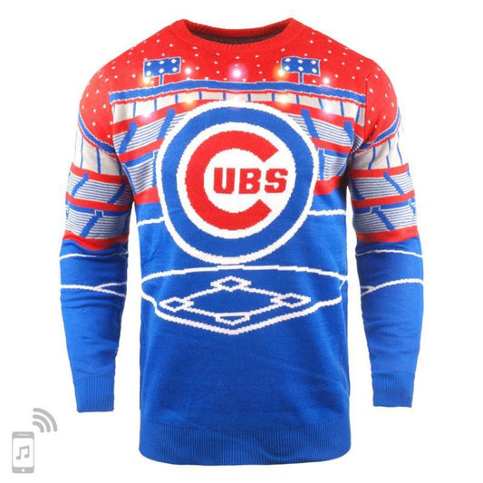 Mens Chicago Cubs Light Up Bluetooth Sweater By Foco