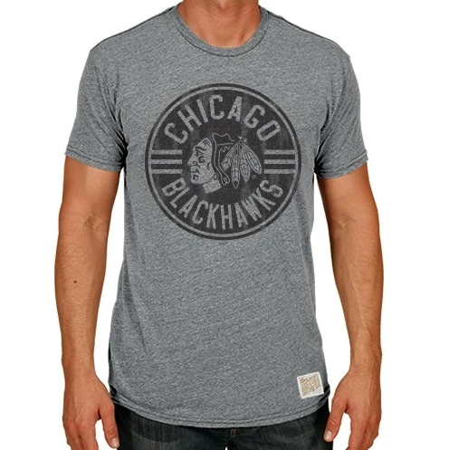 Men's Chicago Blackhawks Gray Circle Logo Short Sleeve Tee