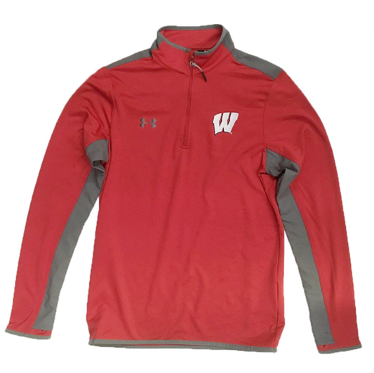 NCAA Wisconsin Badgers Red Flawless Survival 1/4 Zip Track Jacket By Under Armour