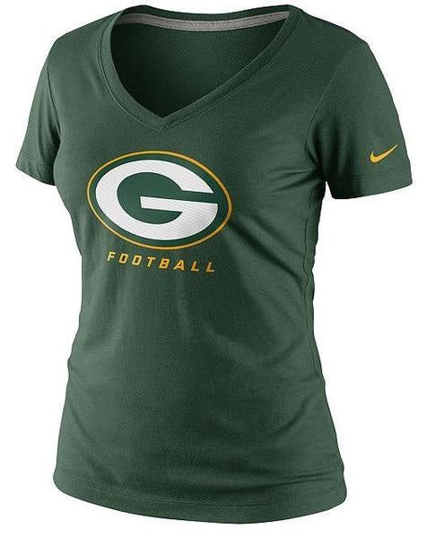 Nike Womens Green Bay Packers Short-Sleeve Dri-FIT V-Neck Tee