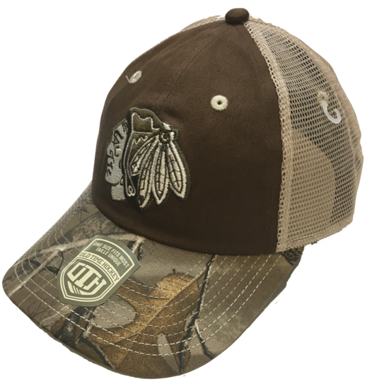 Chicago Blackhawks Ash Camouflage Adjustable Hat By Old Time Hockey