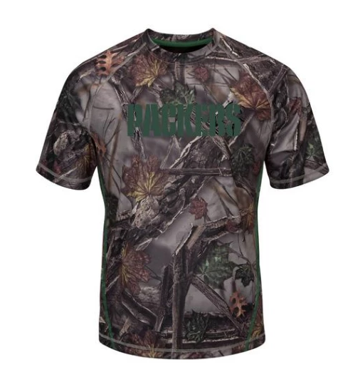 Green Bay Packers Majestic NFL "The Woods" Men's Camo Short Sleeve Cool Base T-Shirt