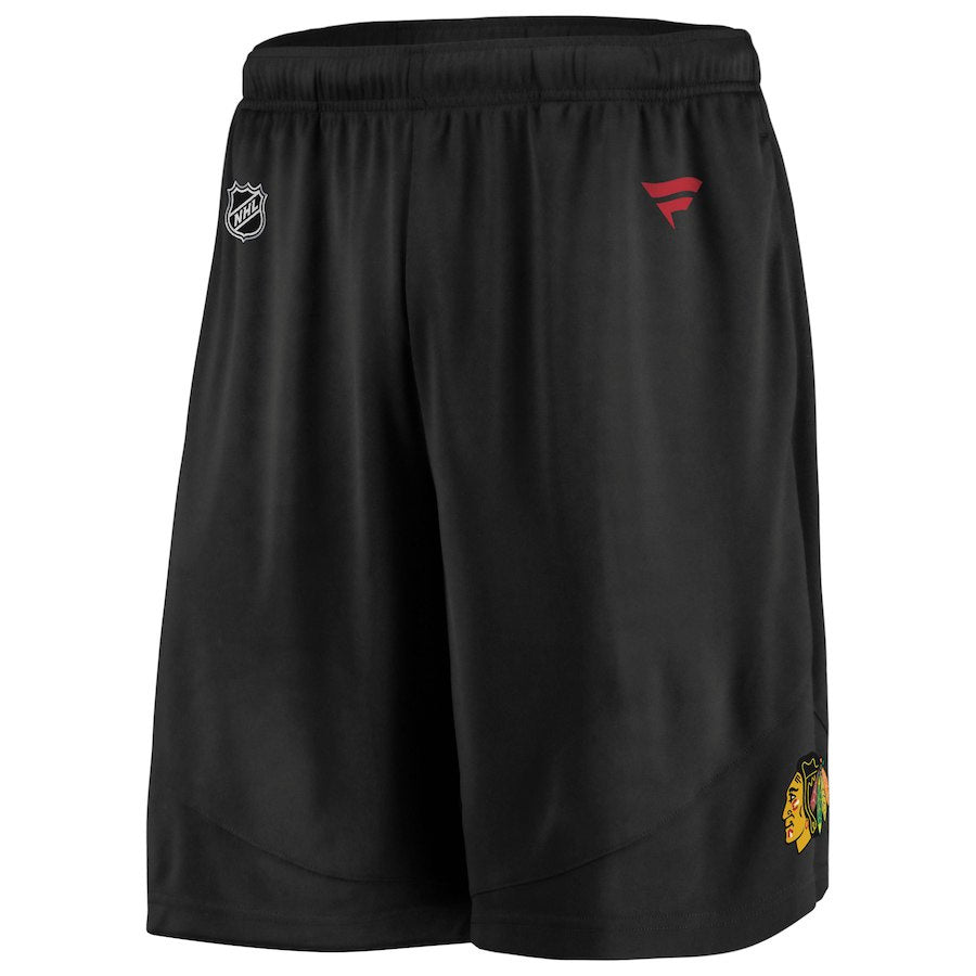 Men's Chicago Blackhawks Fanatics Branded Black Authentic Pro Rinkside Shorts