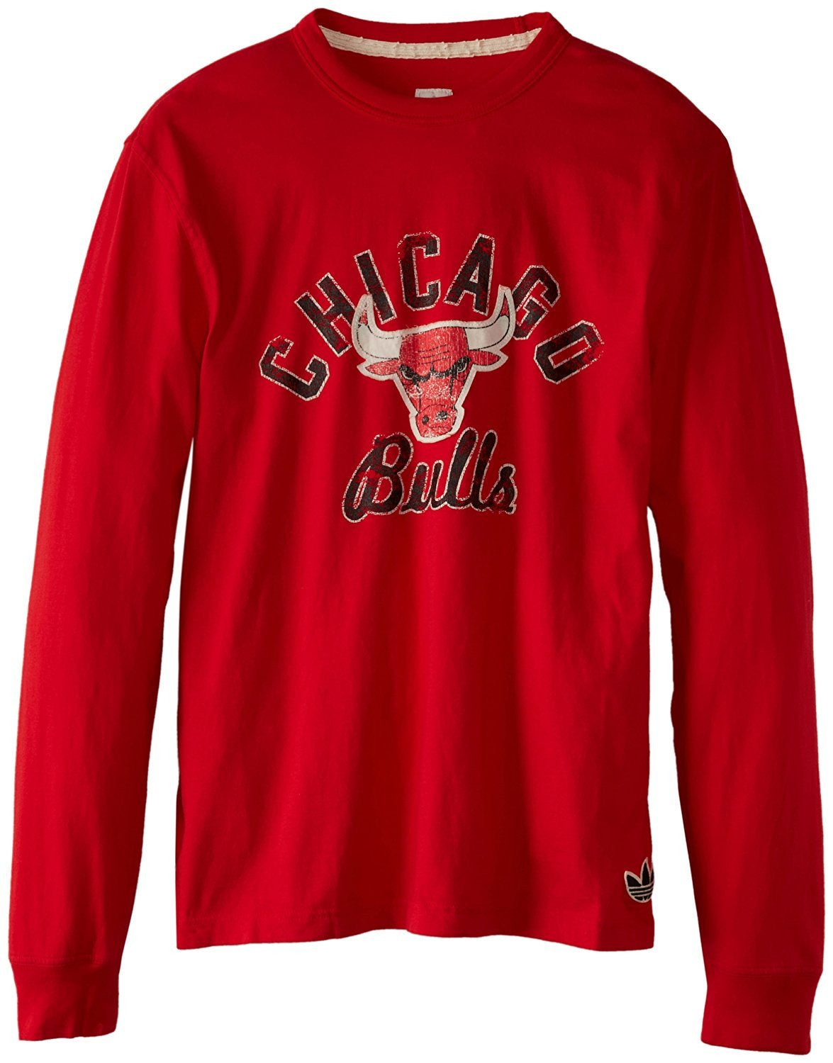 Men's NBA Chicago Bulls Red Long Sleeve Applique T-Shirt