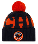 Men's Chicago Bears New Era Navy/Orange 2020 NFL Sideline Official Alternate B Logo Sport Pom Cuffed Knit Hat - Pro Jersey Sports