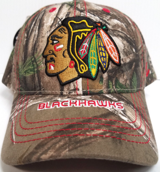 NHL Chicago Blackhawks Zephyr Cap Adjustable Stix Realtree Camo Adjustable Hat