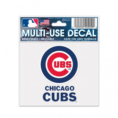 Chicago Cubs Primary Logo And Script 3X4 Multi Use Decal