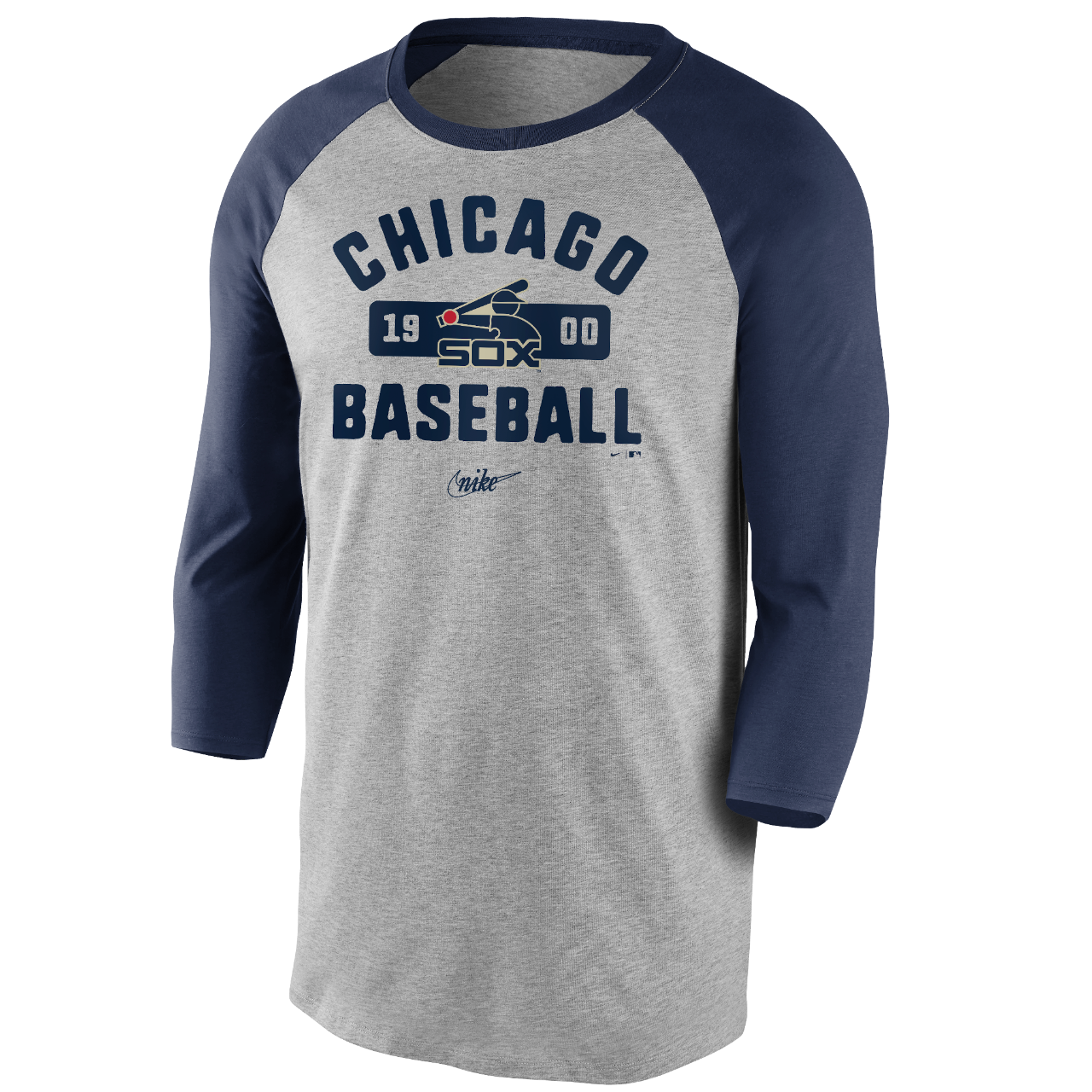 Men's Chicago White Sox NIKE Cooperstown Collection Gray/Nacy Vintage Long Sleeve Raglan Tee