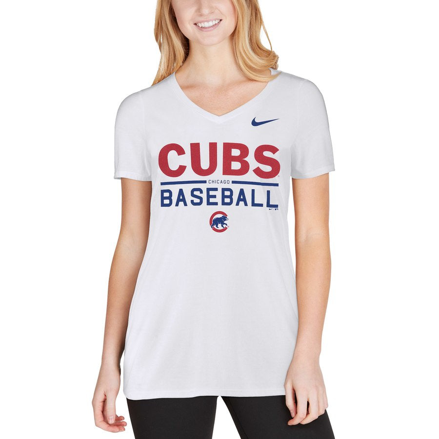 Women's Chicago Cubs Practice 1.7 Tri-Blend V-Neck T-Shirt