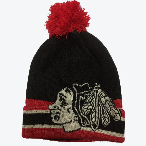 Youth Chicago Blackhawks CCM Vintage Cuffed Pom Knit Hat
