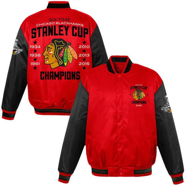 Mens Chicago Blackhawks 2015 Stanley Cup Champions Polyester Lightweight Jacket