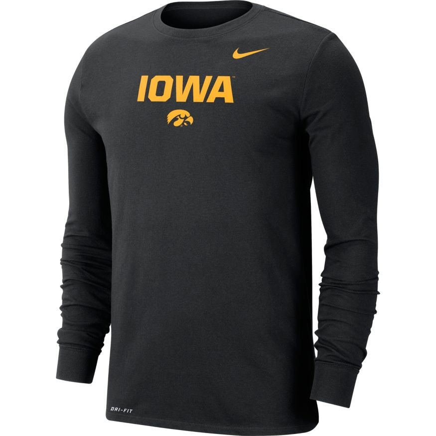 Men's Iowa Hawkeyes Nike Black Long Sleeve Dri-Fit Tee