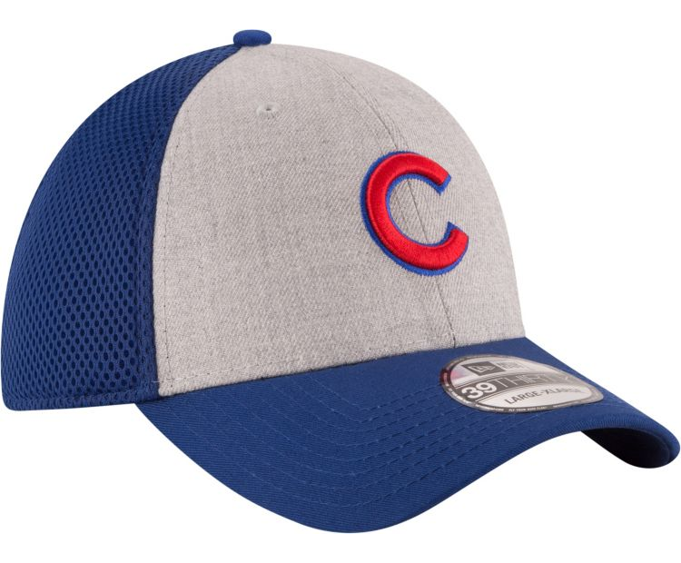 New Era Men's Chicago Cubs 39Thirty Heather Grey Neo Stretch Fit Hat
