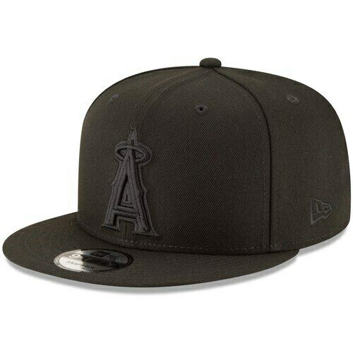 Men's Anaheim Angels New Era Black On Black Tonal 9FIFTY Snapback Hat - Pro Jersey Sports